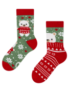 Veselé detské teplé ponožky Medveď v šáli