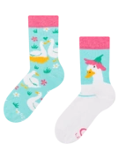 Chaussettes rigolotes pour enfants Oies et fleurs
