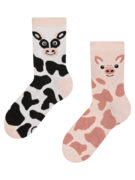 Chaussettes rigolotes pour enfants Vache et cochon