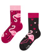 Chaussettes rigolotes pour enfants Cœurs et flamants roses