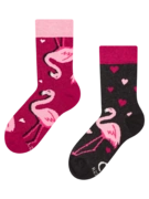 Chaussettes rigolotes pour enfants Cœurs et flamants roses
