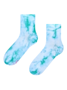 Akvamarínově zelené batikované lýtkové ponožky z žebrovaného úpletu