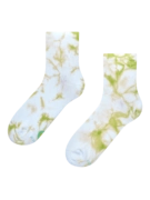 Limetkové batikované lýtkové ponožky z žebrovaného úpletu