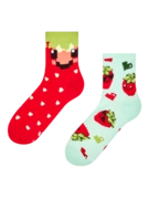 Chaussettes mi-mollet rigolotes Fraises en pixels