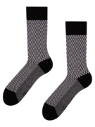 Fekete-fehér jacquard kötésű zokni