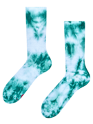 Smaragdové batikované ponožky z žebrovaného úpletu