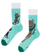 Chaussettes chaudes rigolotes Chat et luge