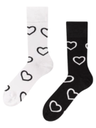 Chaussettes rigolotes en fibres de bambou Cœurs noirs et blancs