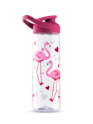 Gourde d’eau rigolote de 700 ml Cœurs et Flamants roses