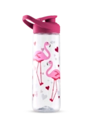 Gourde d’eau rigolote de 700 ml Cœurs et Flamants roses