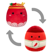 Peluche Squishmallows 2 en 1 de 13 cm Odion les nouilles chaudes rouges/Illia la Sriracha