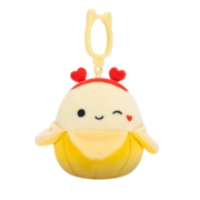 Squishmallows Clip-On žuta banana Junie koja namiguje, 9 cm