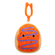 Peluche Squishmallows de 9 cm Clip-On Jay le beignet givré orange au filet violet