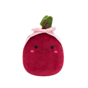 Peluche Squishmallows de 20 cm Claudia la betterave violette avec un bandeau rose