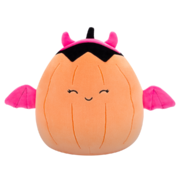 Peluche Squishmallows de 20 cm Margie la citrouille orange pastel en costume de diable rose