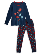 Pijama alegre para mujer Mariquitas y flores de amapola