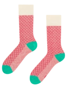 Chaussettes à motifs turquoise et rouge