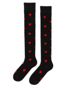 Chaussettes rigolotes hautes au-dessus des genoux Cœurs rouges