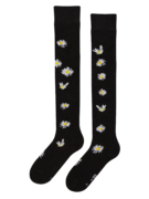 Chaussettes rigolotes hautes au-dessus des genoux Marguerites durant la nuit