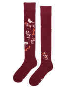 Chaussettes rigolotes hautes au-dessus des genoux Oiseaux et baies