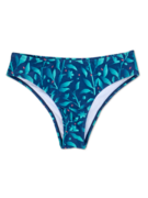 Culotte bikini taille moyenne Fleurs turquoises