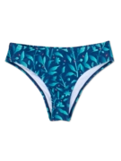 Culotte bikini taille moyenne Fleurs turquoises