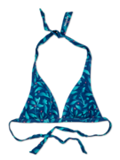 Haut de bikini triangulaire rigolo Fleurs turquoises