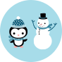Warme Geschenkbox Pinguin und Schneemann