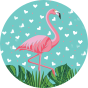 Lustiger Regenschirm Flamingo und Blätter