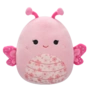 Peluche Squishmallows de 20 cm Mogo, le papillon rose au ventre orné de fleurs de Sakura