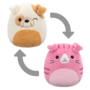 Squishmallows 2 u 1 škotska fold mačka Geraldine/buldog Brock, 13 cm