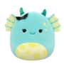 Peluche Squishmallows de 20 cm Dearest le monstre des marais sarcelle au ventre tacheté et portant une épingle à chauve-souris