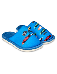 Vidám gyerek házi papucs Száguldó autók