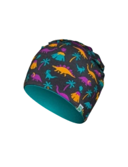 Veselá souprava dětské čepice a nákrčníku Dinosauři a sopky