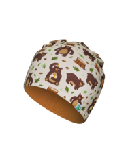 Весел детски комплект от лека плетена шапка и шал-яка Гладна мечка