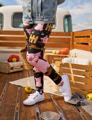 Veselé detské bavlnené legíny Prasiatka na farme