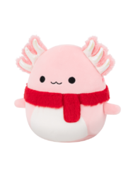 Squishmallows Archie l'axolotl rosa con sciarpa morbida, 30 cm