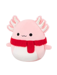 SQUISHMALLOWS Růžový axolotl s šálou – Archie, 30 cm