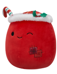 Squishmallows Carrie la calza dei regali che fa l'occhiolino con patchwork, 20 cm