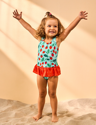 Весел бански костюм за момичета Ягодки