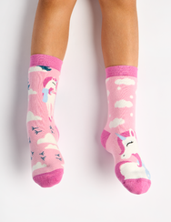 Весели топли детски чорапи Еднорог с шал