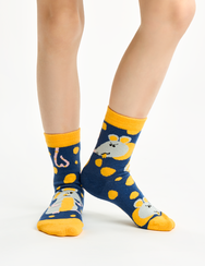 Vidám gyerekzokni Egér és sajt