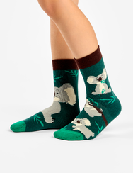 Vidám gyerekzokni Koala és levelek