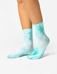 Chaussettes mi-mollet tie-dye vert aigue-marine