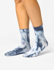 Chaussettes mi-mollet tie-dye bleu et gris