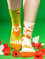 Chaussettes mi-mollet rigolotes Renard et Papillons Chaussettes mi-mollet rigolotes Renard et Papillons