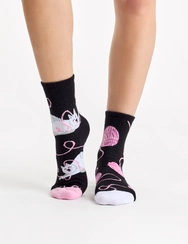 Veselé lýtkové ponožky Mačka a klbko