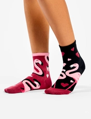 Veselé Lýtkové ponožky Plameniaky a srdiečka