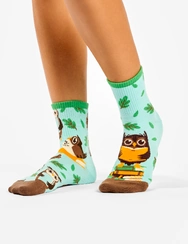 Veselé lýtkové ponožky Sova a knihy
