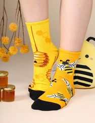 Chaussettes mi-mollet rigolotes Abeilles occupées Chaussettes mi-mollet rigolotes Abeilles occupées